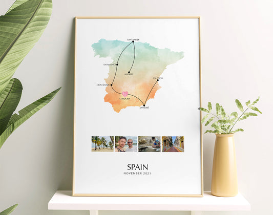 Spain Custom Travel Map Poster