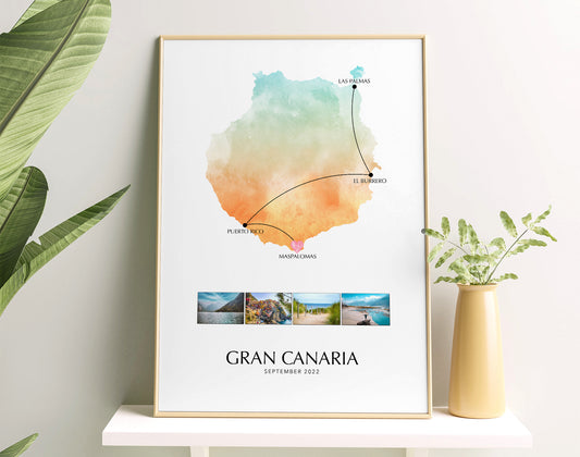 Gran Canaria Custom Travel Map Poster