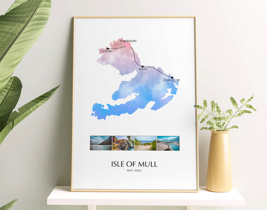 Isle of Mull Custom Travel Map Poster