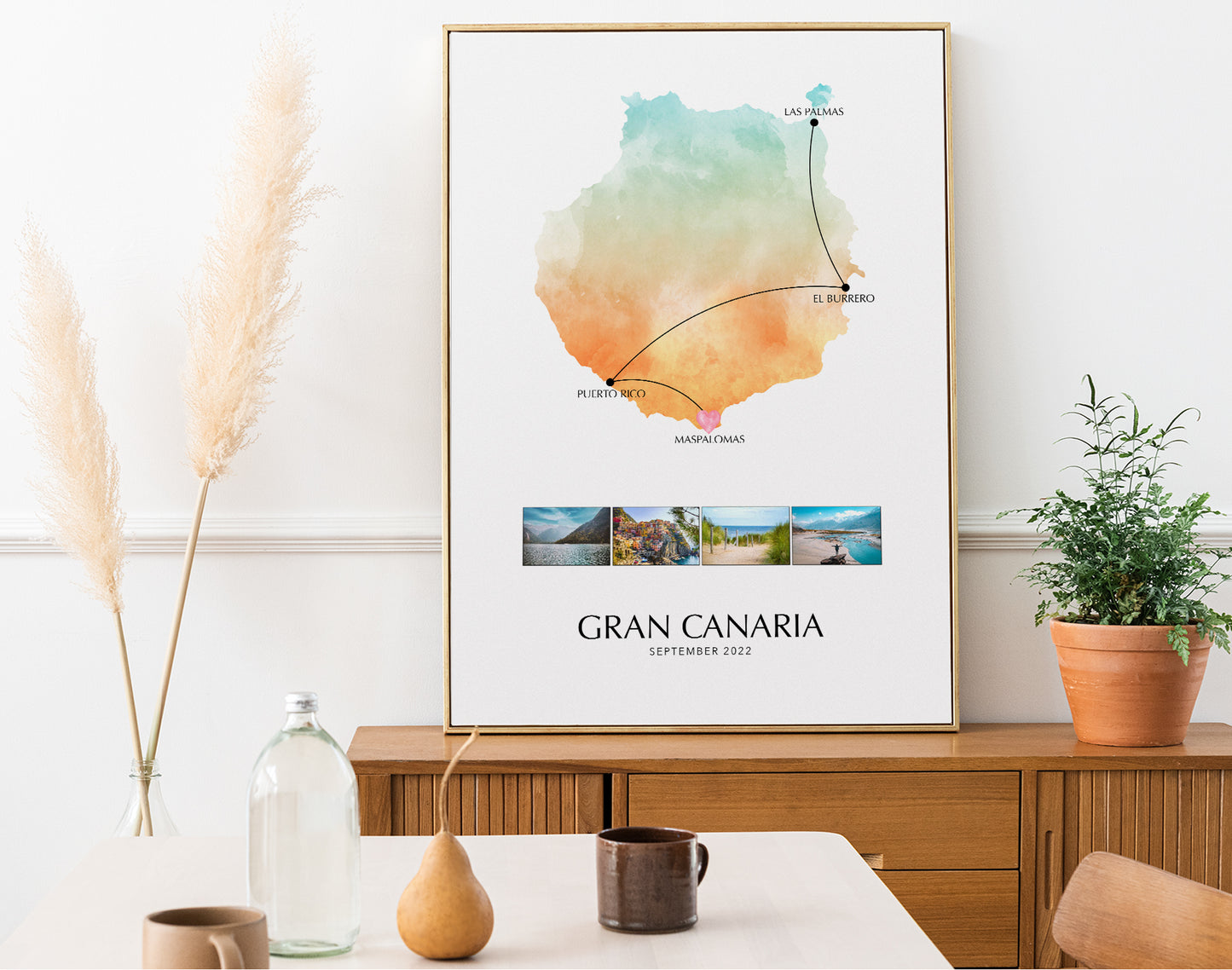 Gran Canaria Custom Travel Map Poster