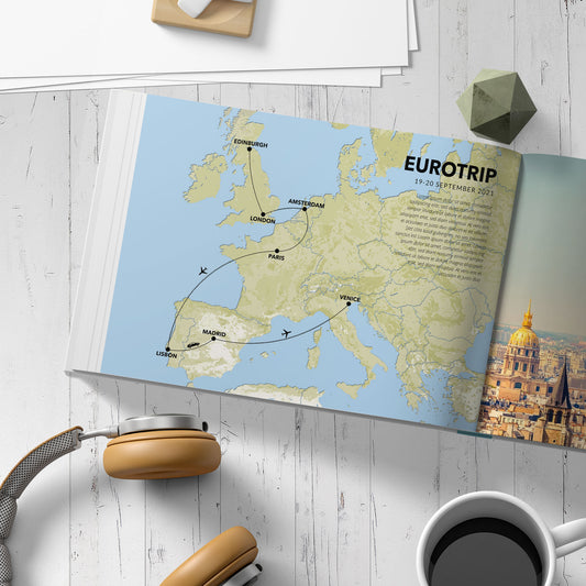 Photo Book Custom Travel Map - Style 7 | Editable Terrain